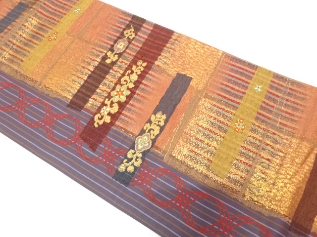 JAPANESE FUKURO OBI / WOVEN FLOWER CREST